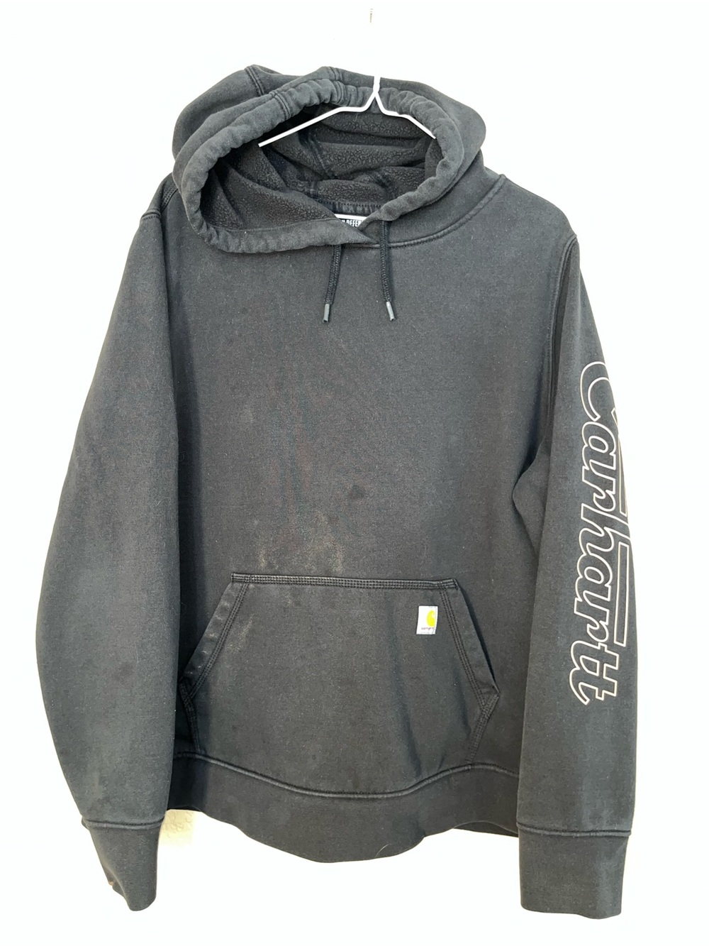 Carhartt Hoodie Men Black Relaxed Fit Workwear *THRASHED Pullover 2XL